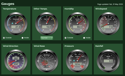 The top half of the Gauges page The top half of the Gauges page